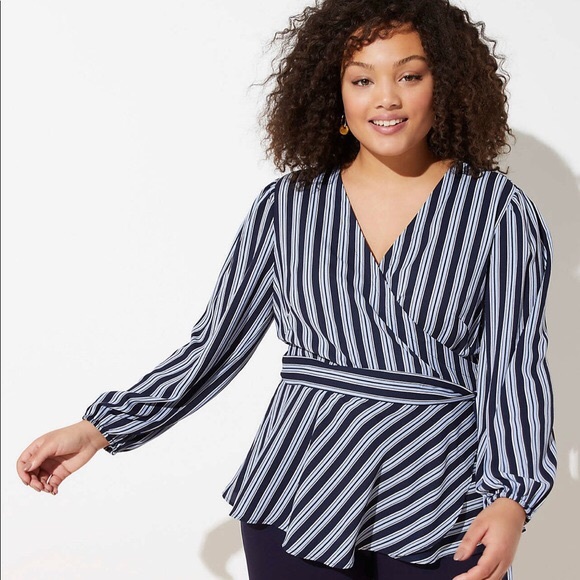 loft striped wrap top